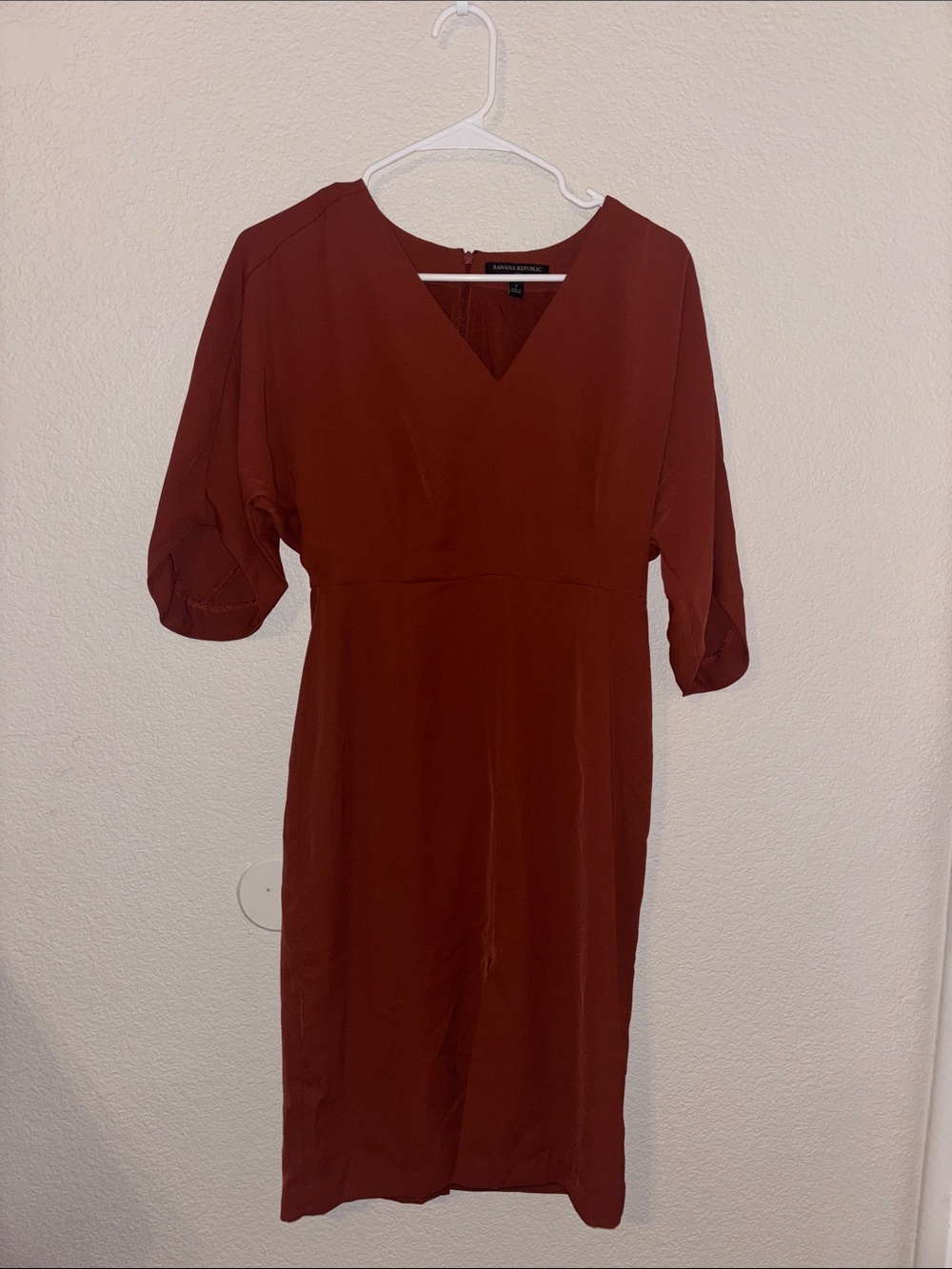 Banana Republic Rust Midi Dress with V-Neck